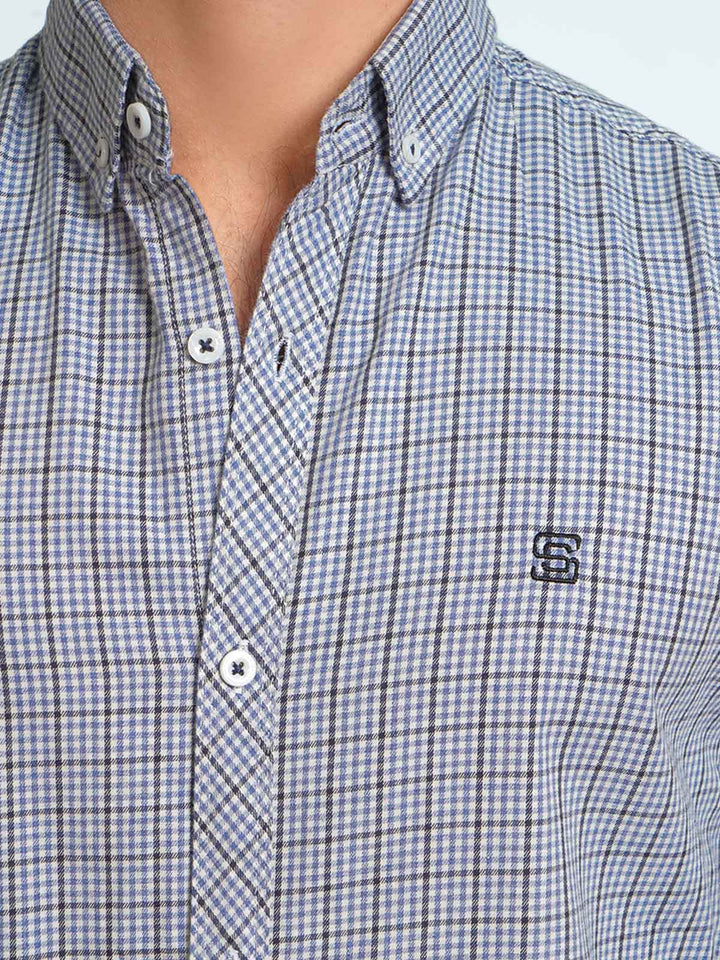 Multi Color Check Button Down Casual Shirt (CSC-082)