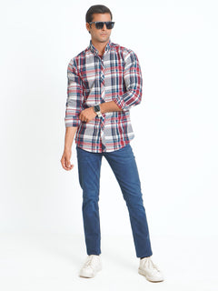 Multi Color Check Button Down Casual Shirt (CSC-083)