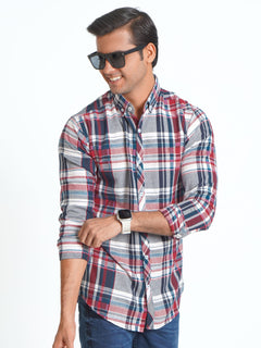 Multi Color Check Button Down Casual Shirt (CSC-083)