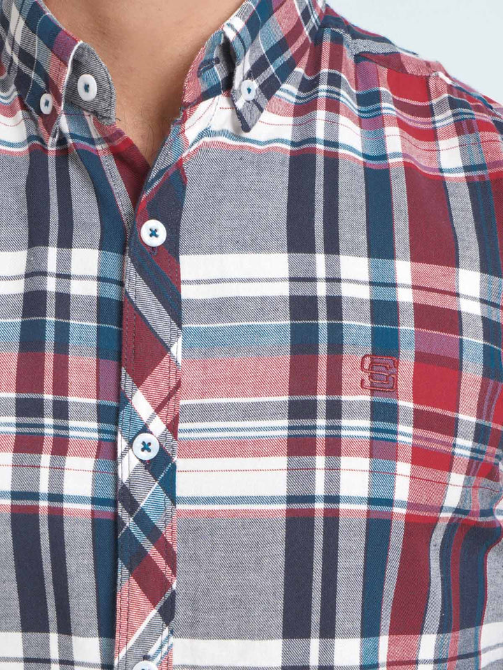 Multi Color Check Button Down Casual Shirt (CSC-083)