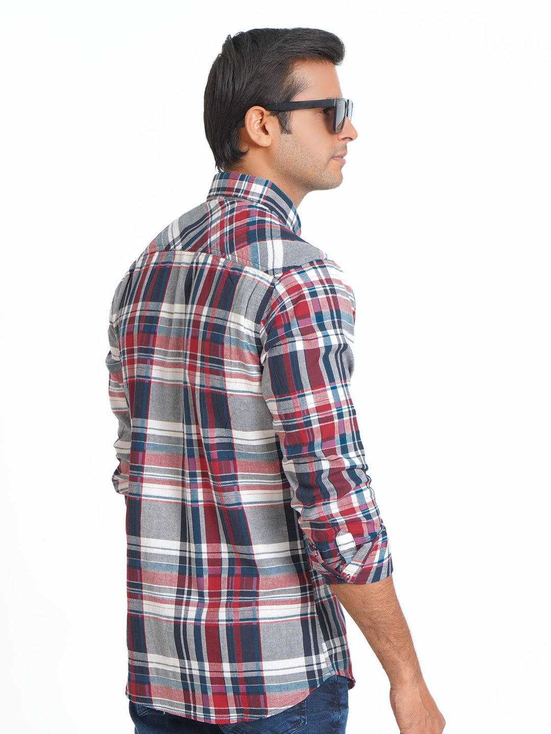 Multi Color Check Button Down Casual Shirt (CSC-083)