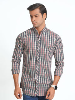 Multi Color Check Button Down Casual Shirt (CSC-091)