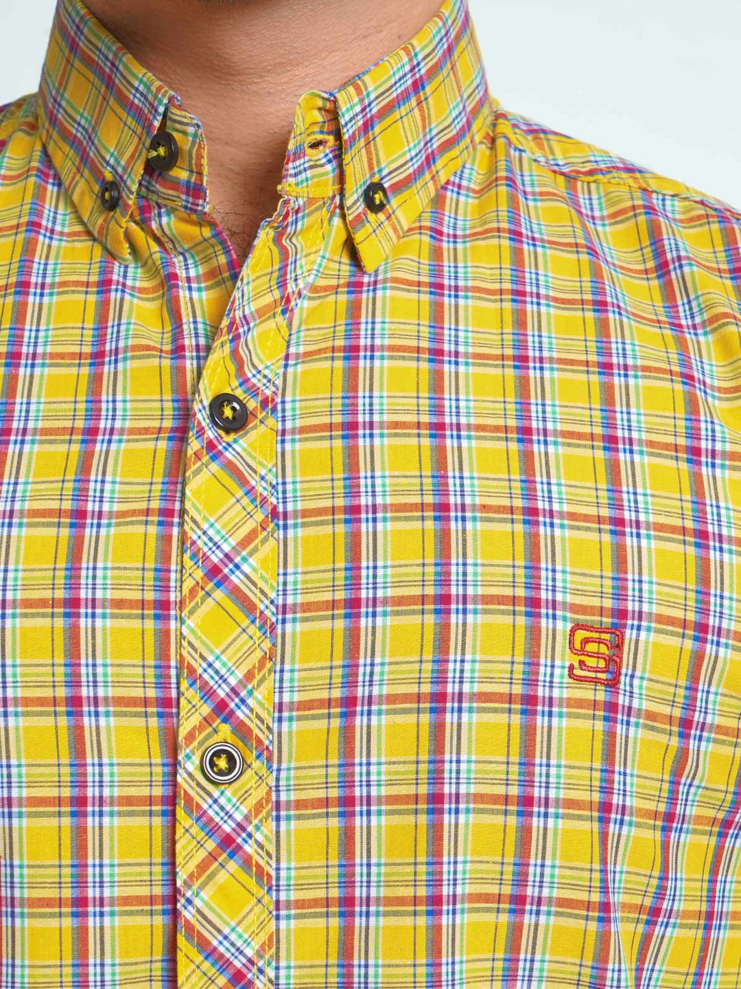 Multi Color Check Button Down Casual Shirt (CSC-093)