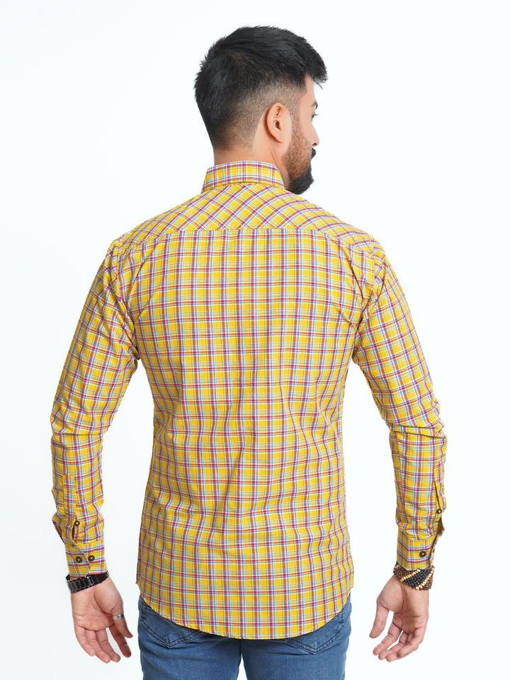 Multi Color Check Button Down Casual Shirt (CSC-093)