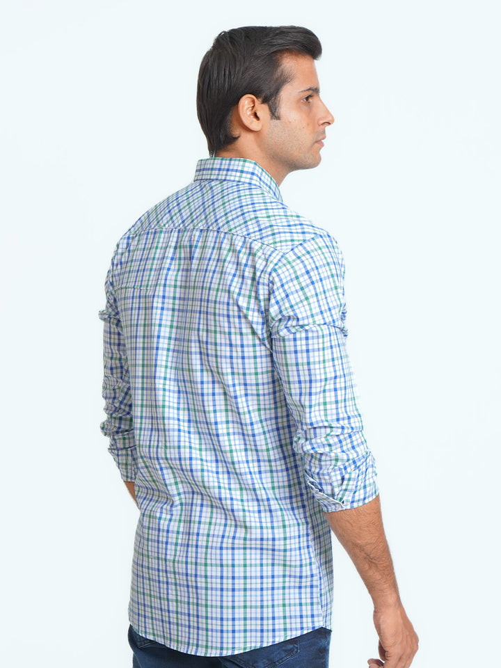 Multi Color Check Button Down Casual Shirt (CSC-094)