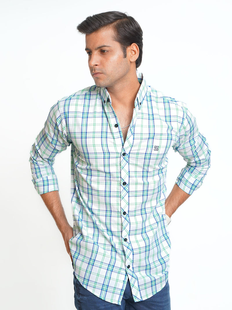 Multi Color Check Button Down Casual Shirt (CSC-095)