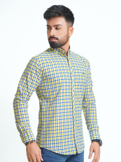 Yellow & Blue Check Button Down Casual Shirt (CSC-096)