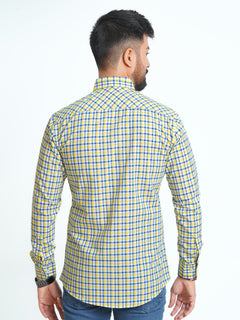 Yellow & Blue Check Button Down Casual Shirt (CSC-096)