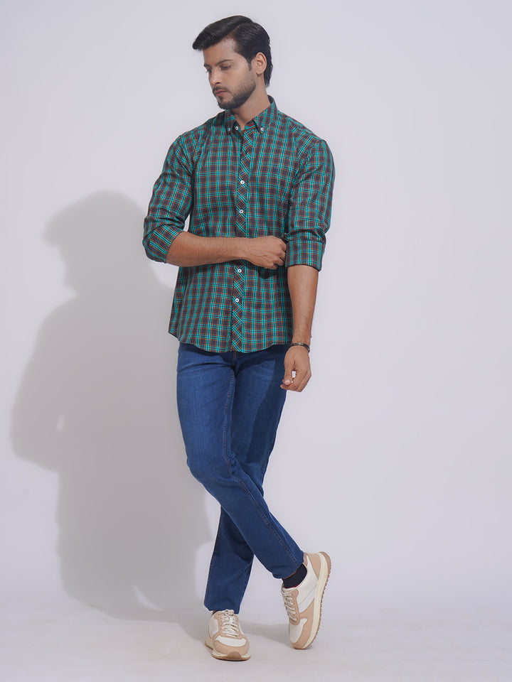 Multi Color Check Button Down Casual Shirt (CSC-098)