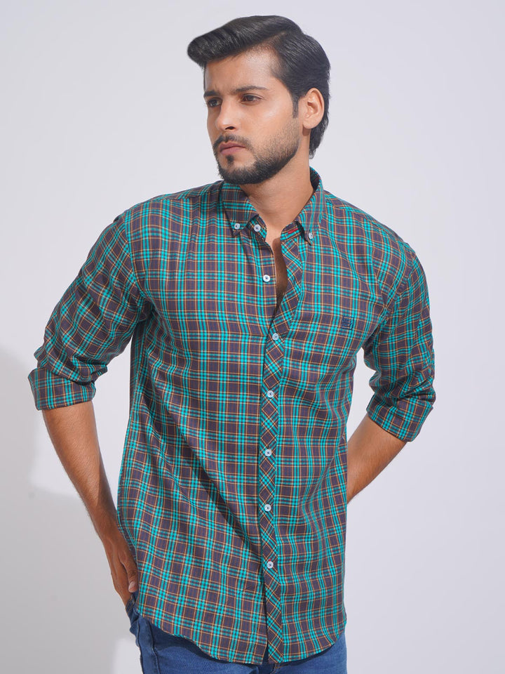 Multi Color Check Button Down Casual Shirt (CSC-098)