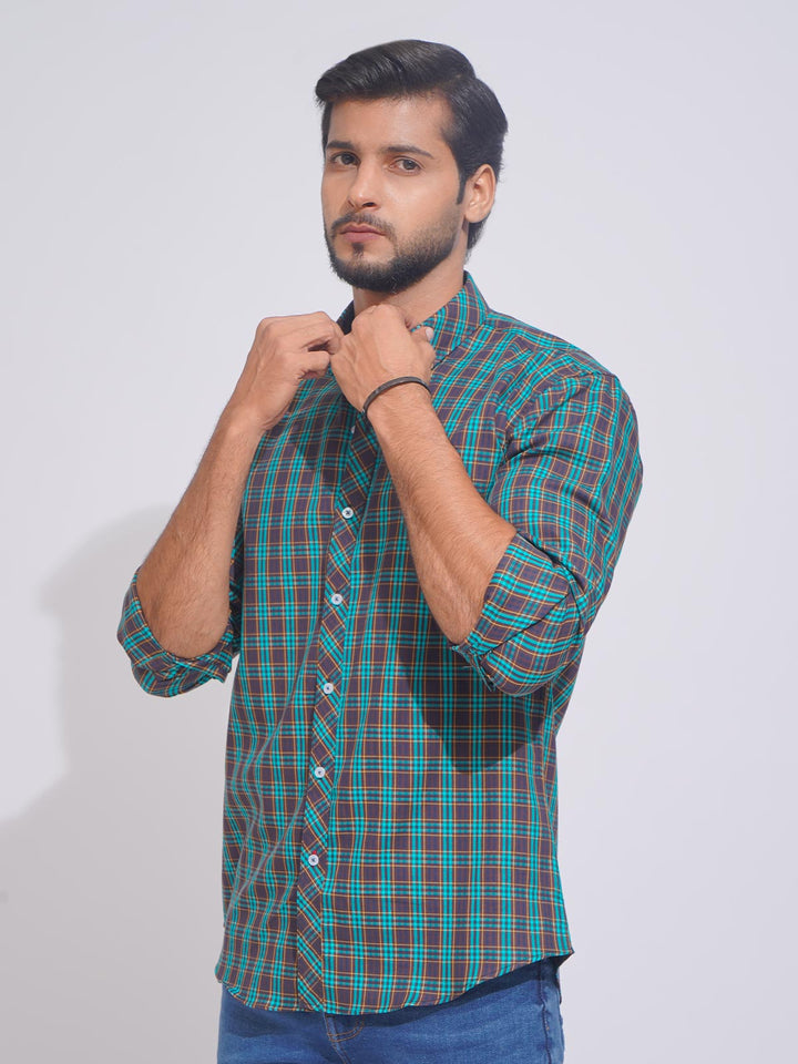 Multi Color Check Button Down Casual Shirt (CSC-098)