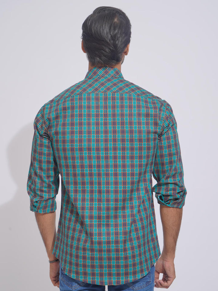 Multi Color Check Button Down Casual Shirt (CSC-098)