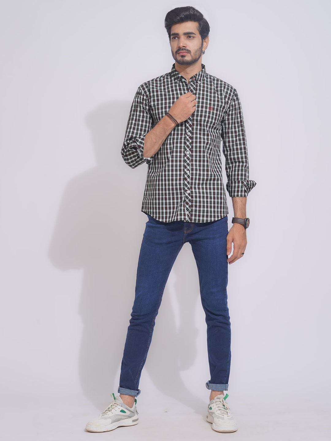 Multi Color Check Button Down Casual Shirt (CSC-102)