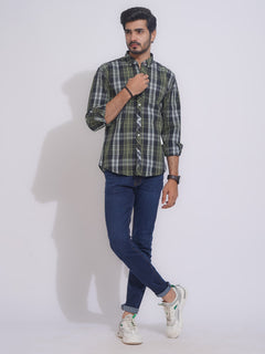 Black & Green Check Button Down Casual Shirt (CSC-103)