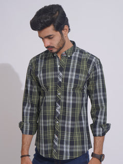 Black & Green Check Button Down Casual Shirt (CSC-103)