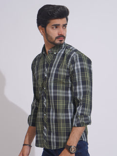 Black & Green Check Button Down Casual Shirt (CSC-103)