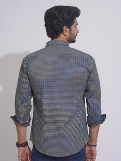 Grey & Blue Check Button Down Casual Shirt (CSC-109)