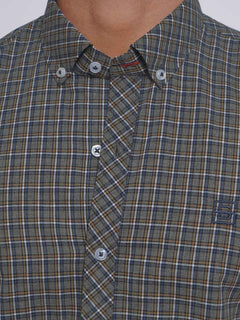 Multi Color Check Button Down Casual Shirt (CSC-118)