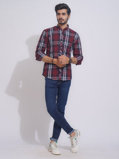 Multi Color Check Button Down Casual Shirt (CSC-120)