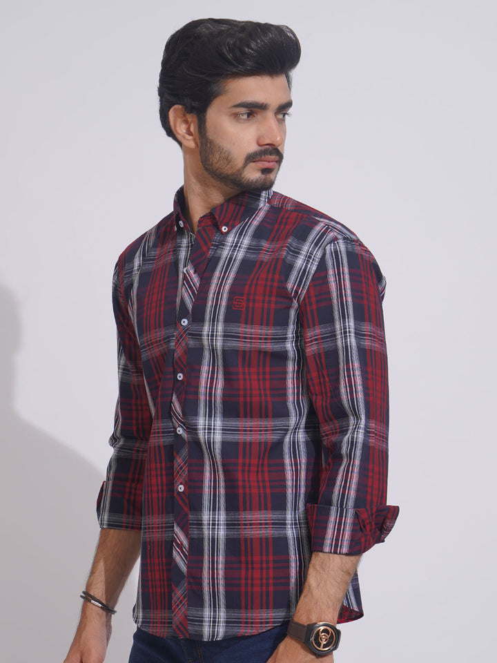 Multi Color Check Button Down Casual Shirt (CSC-120)