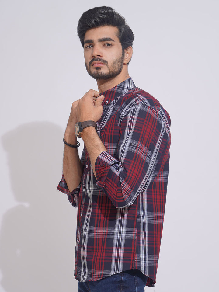 Multi Color Check Button Down Casual Shirt (CSC-120)