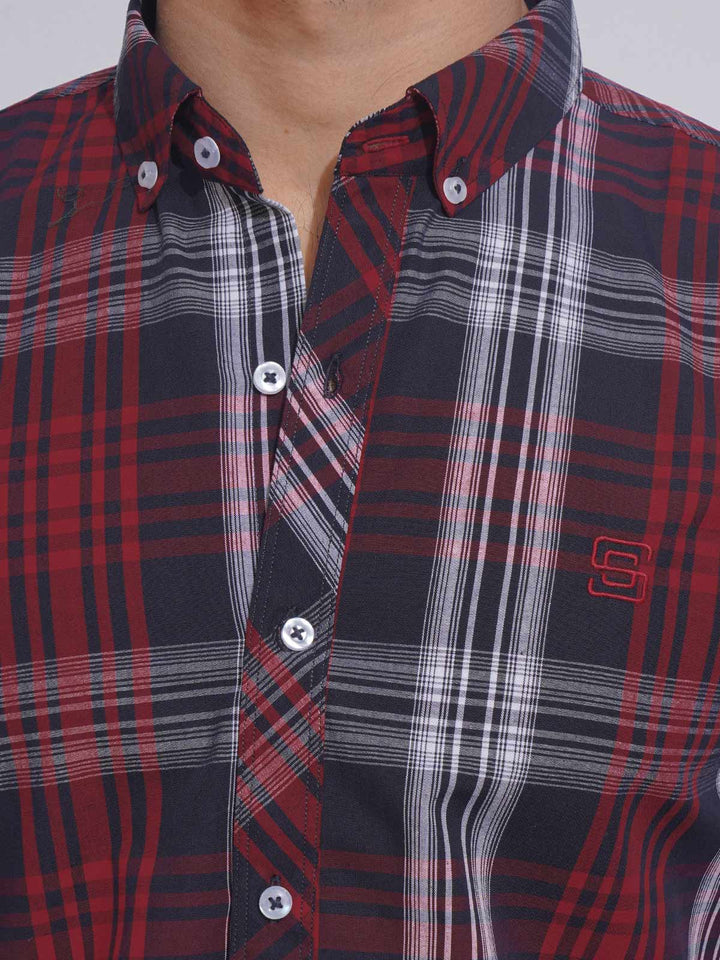 Multi Color Check Button Down Casual Shirt (CSC-120)