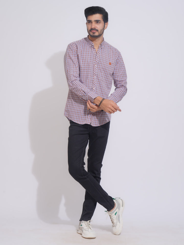 Multi Color Check Button Down Casual Shirt (CSC-124)