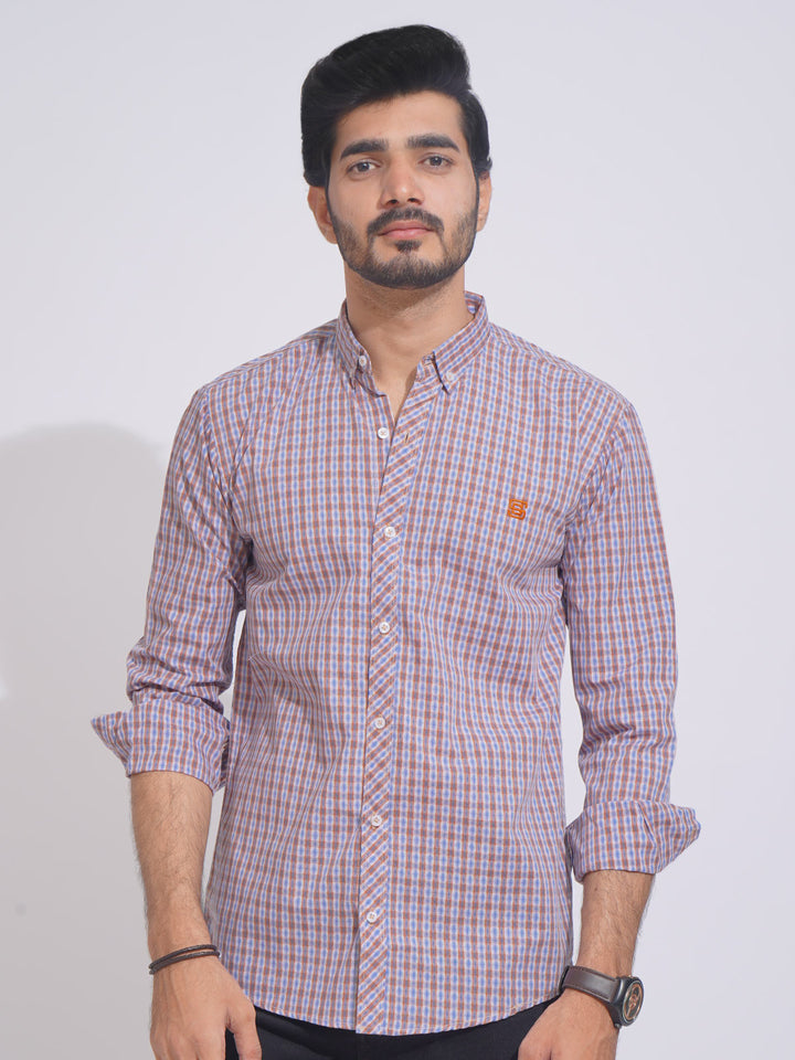 Multi Color Check Button Down Casual Shirt (CSC-124)