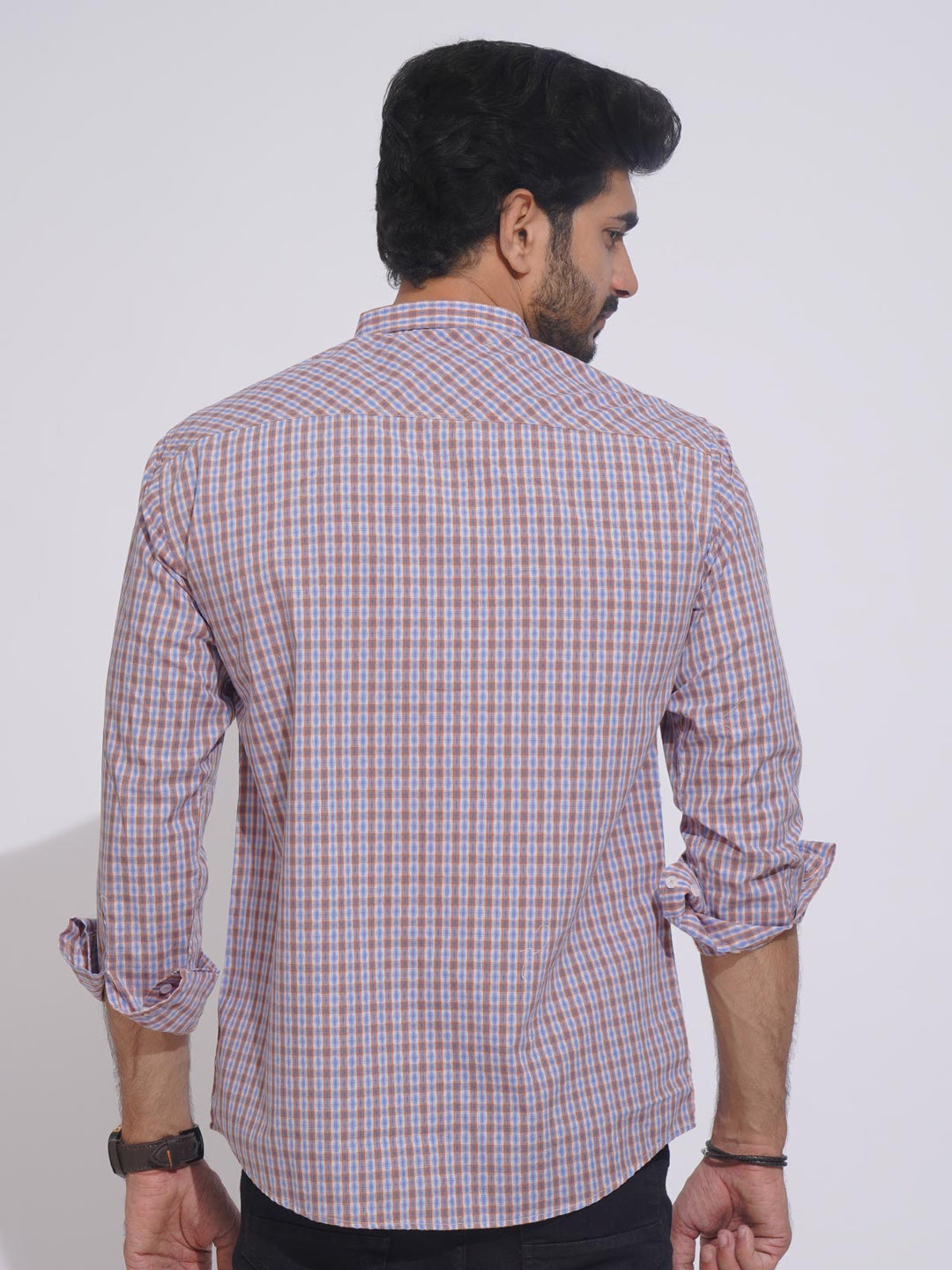 Multi Color Check Button Down Casual Shirt (CSC-124)