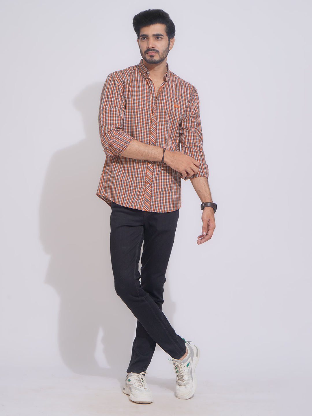 Multi Color Check Button Down Casual Shirt (CSC-125)