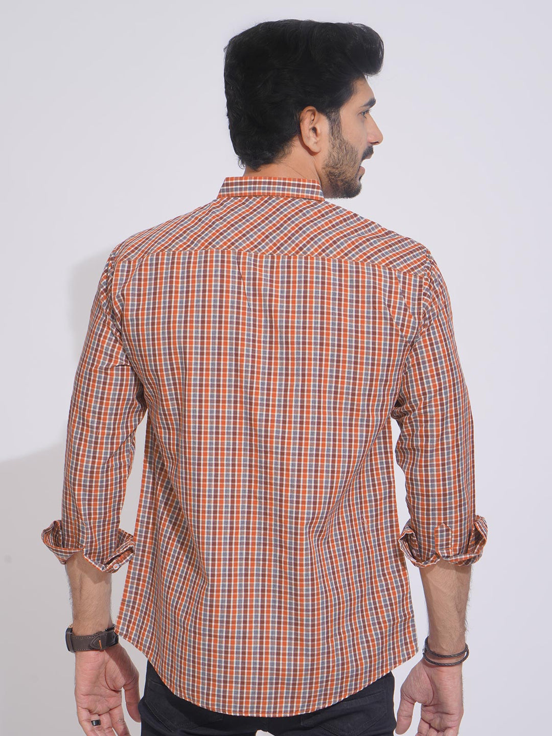 Multi Color Check Button Down Casual Shirt (CSC-125)