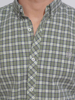 Grayish Color Check Button Down Casual Shirt (CSC-130)