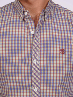 Multi Color Check Button Down Casual Shirt (CSC-141)