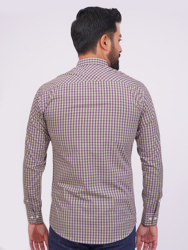 Multi Color Check Button Down Casual Shirt (CSC-141)