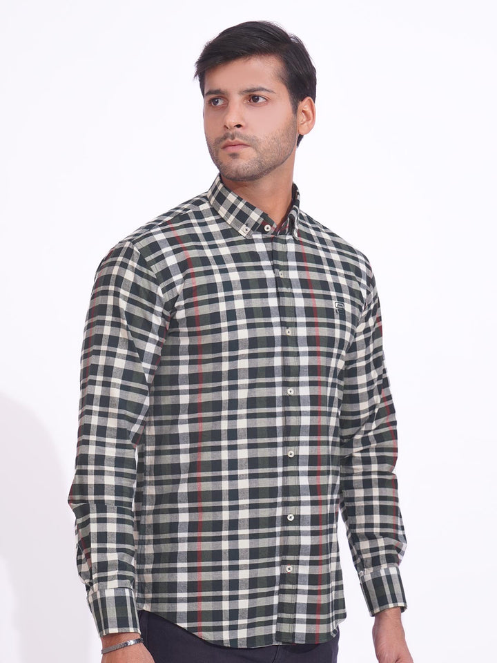 Multi Color Check Button Down Casual Shirt (CSC-151)