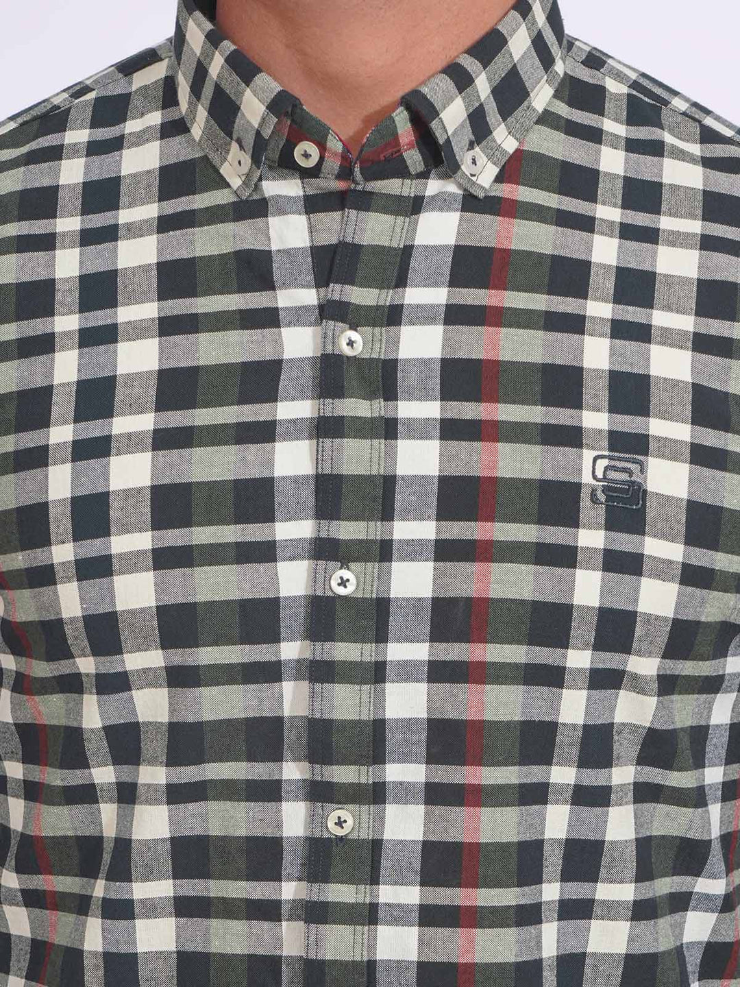 Multi Color Check Button Down Casual Shirt (CSC-151)