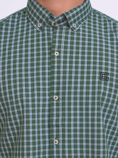 Green Check Button Down Casual Shirt (CSC-152)