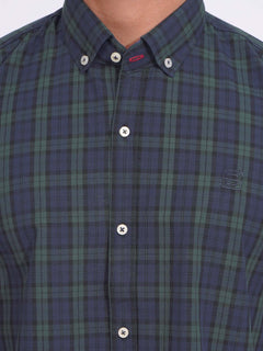 Blue & Green Check Button Down Casual Shirt (CSC-155)