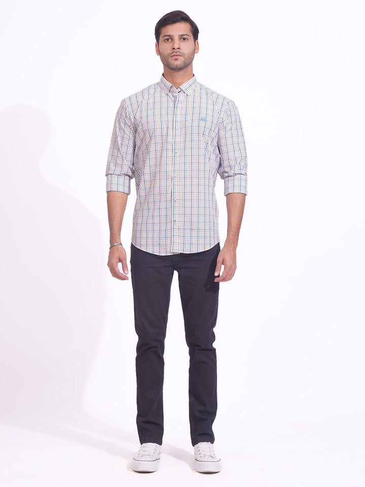 Multi Color Check Button Down Casual Shirt (CSC-158)