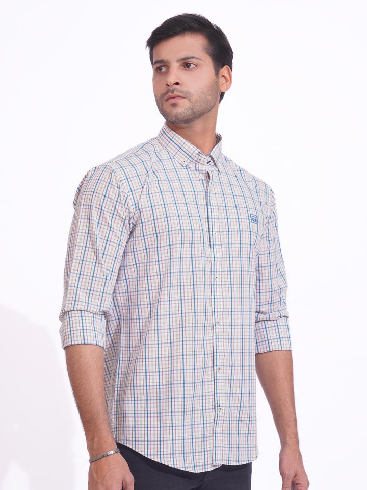 Multi Color Check Button Down Casual Shirt (CSC-158)