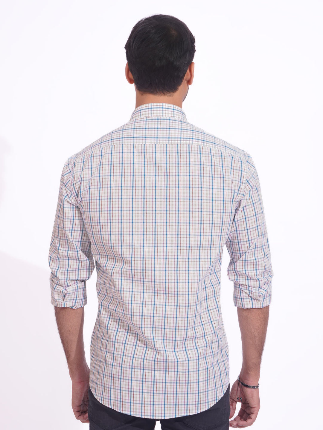 Multi Color Check Button Down Casual Shirt (CSC-158)