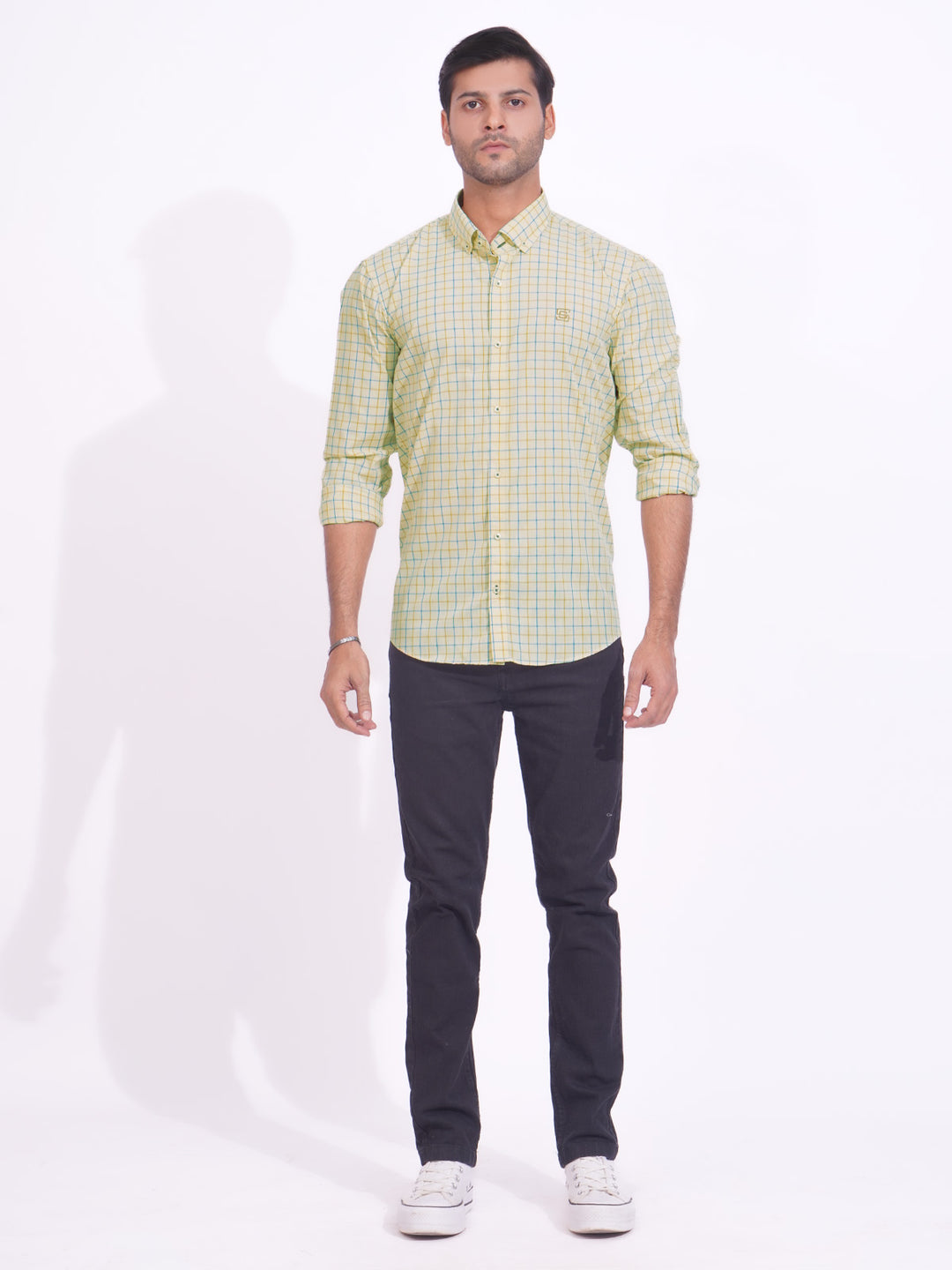 Multi Color Check Button Down Casual Shirt (CSC-161)