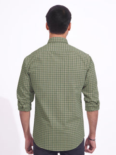 Green & Fawn Check Button Down Casual Shirt (CSC-162)