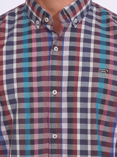 Multi Color Check Button Down Casual Shirt (CSC-165)