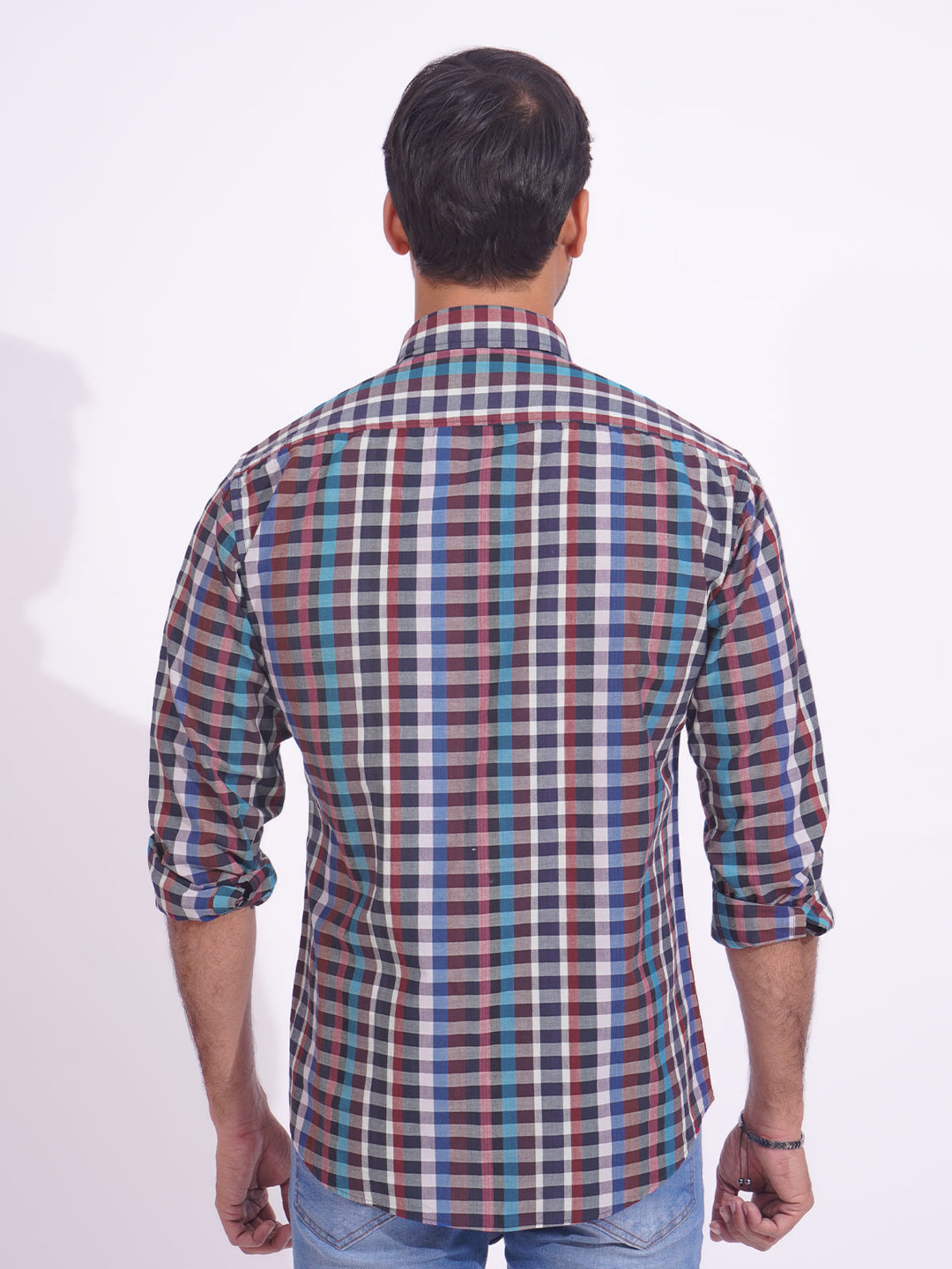 Multi Color Check Button Down Casual Shirt (CSC-165)