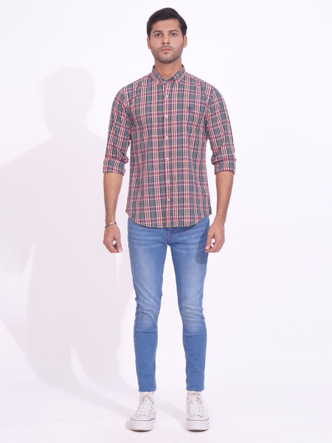 Multi Color Check Button Down Casual Shirt (CSC-170)