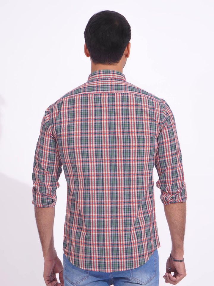 Multi Color Check Button Down Casual Shirt (CSC-170)