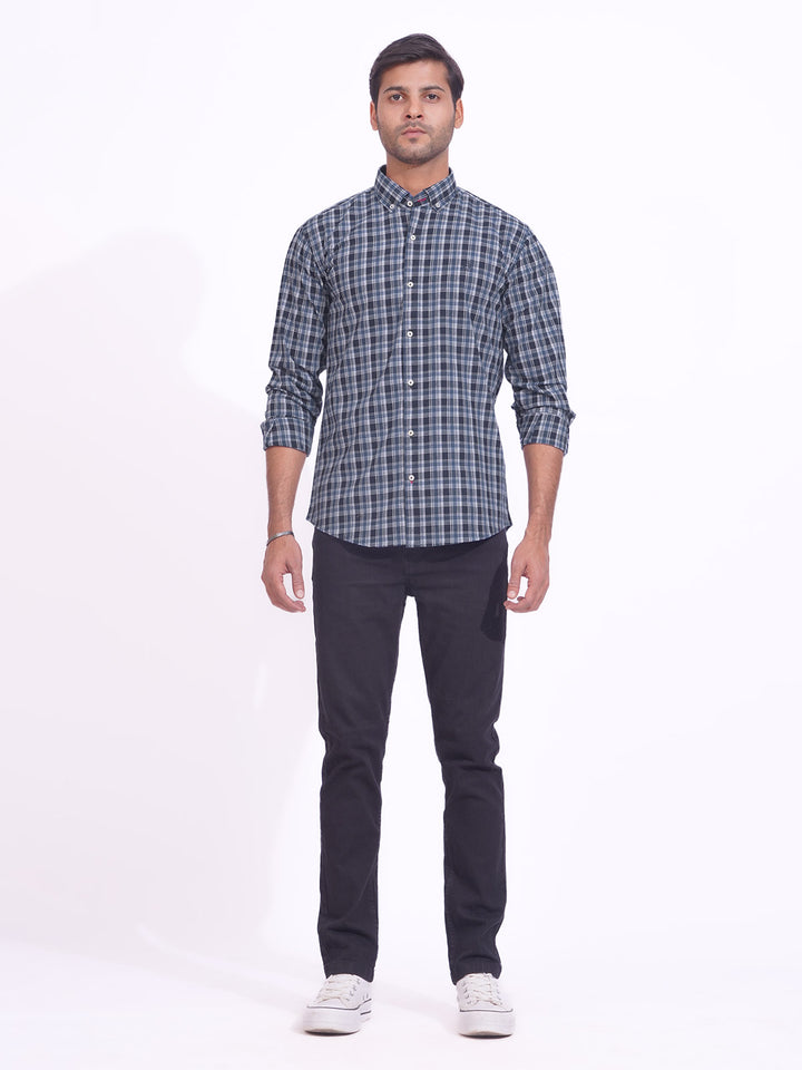 Multi Color Check Button Down Casual Shirt (CSC-176)