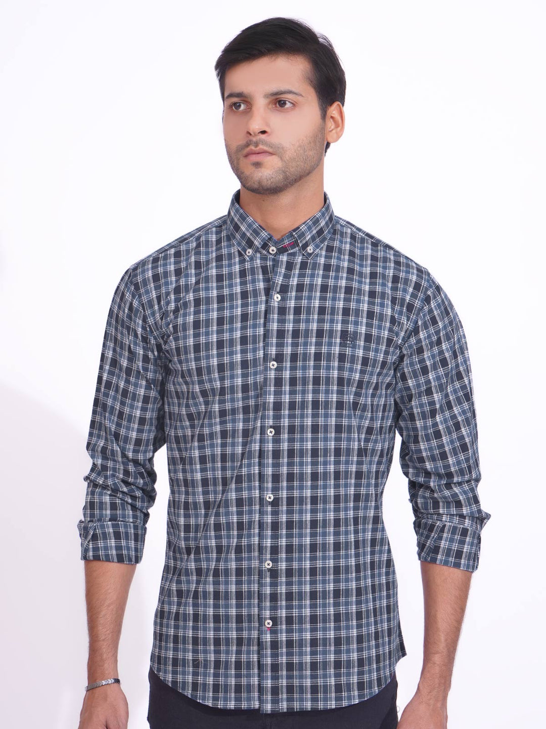 Multi Color Check Button Down Casual Shirt (CSC-176)