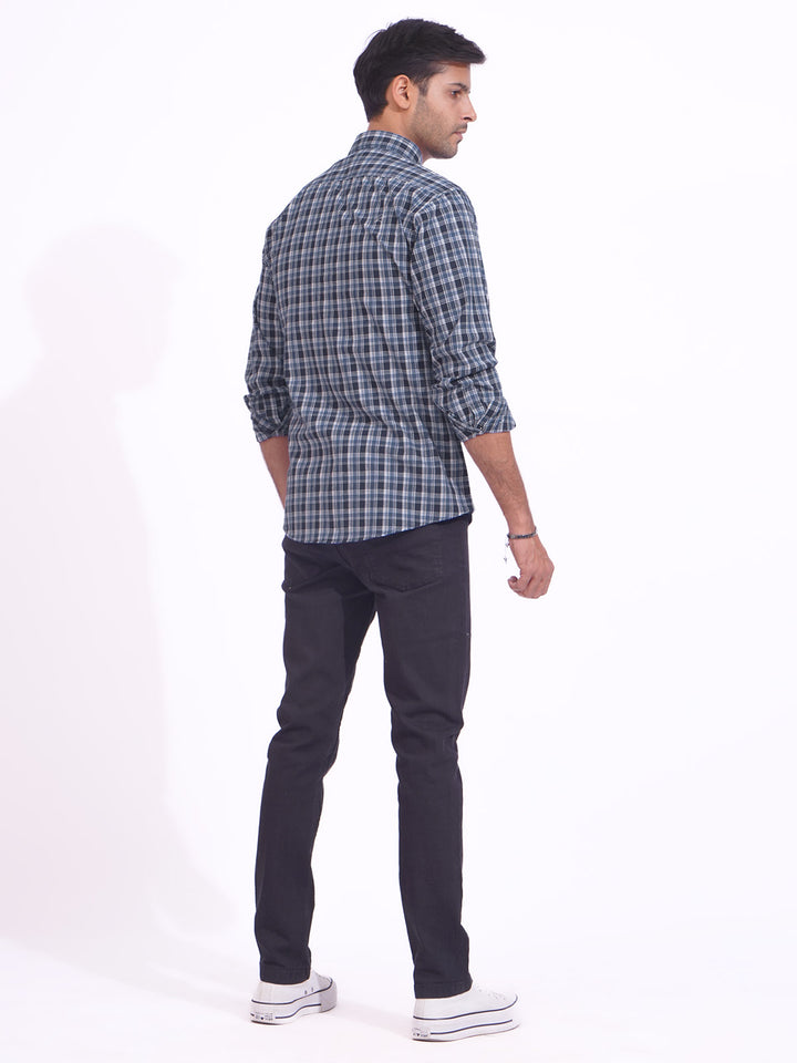 Multi Color Check Button Down Casual Shirt (CSC-176)